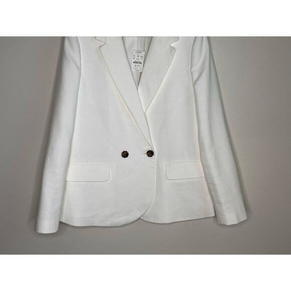 J. Crew Cotton/Linen Blend Double Breasted Textured Blazer White Women's Size 8 - Picture 5 of 10